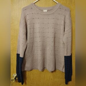 Hem And Thread Two-Tone Sweater - Pink and Navy